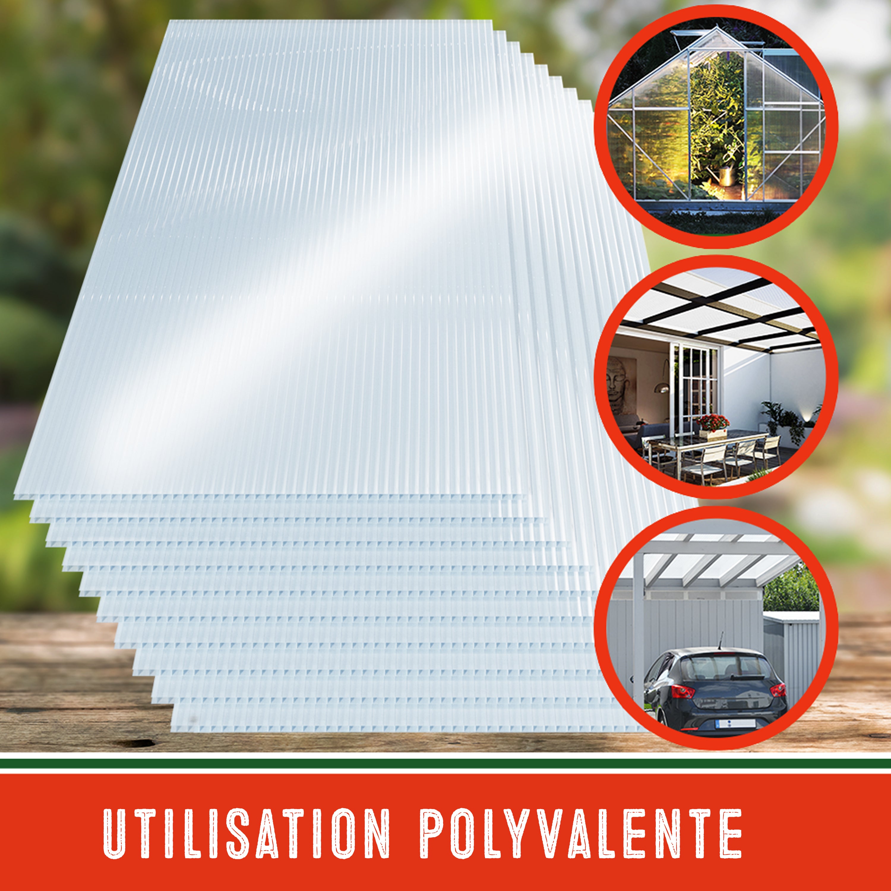 GARDEBRUK® 10x Plaques de polycarbonate creux 6mm 121x60,5cm découpe 7,3m² résistant aux UV plaques à double paroi serre de jardin plaque alvéolaire - 3