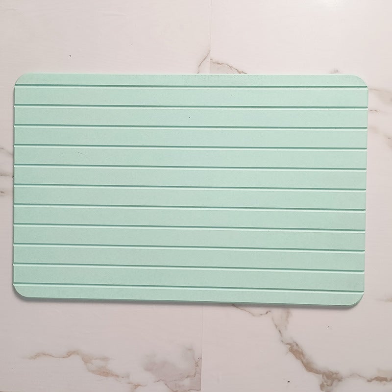 Mata podłogowa z ziemi okrzemkowej, materiał twardy, odpowiednia do łazienek i kuchni (zielone paski, 39 x 60 x 0,9 cm)