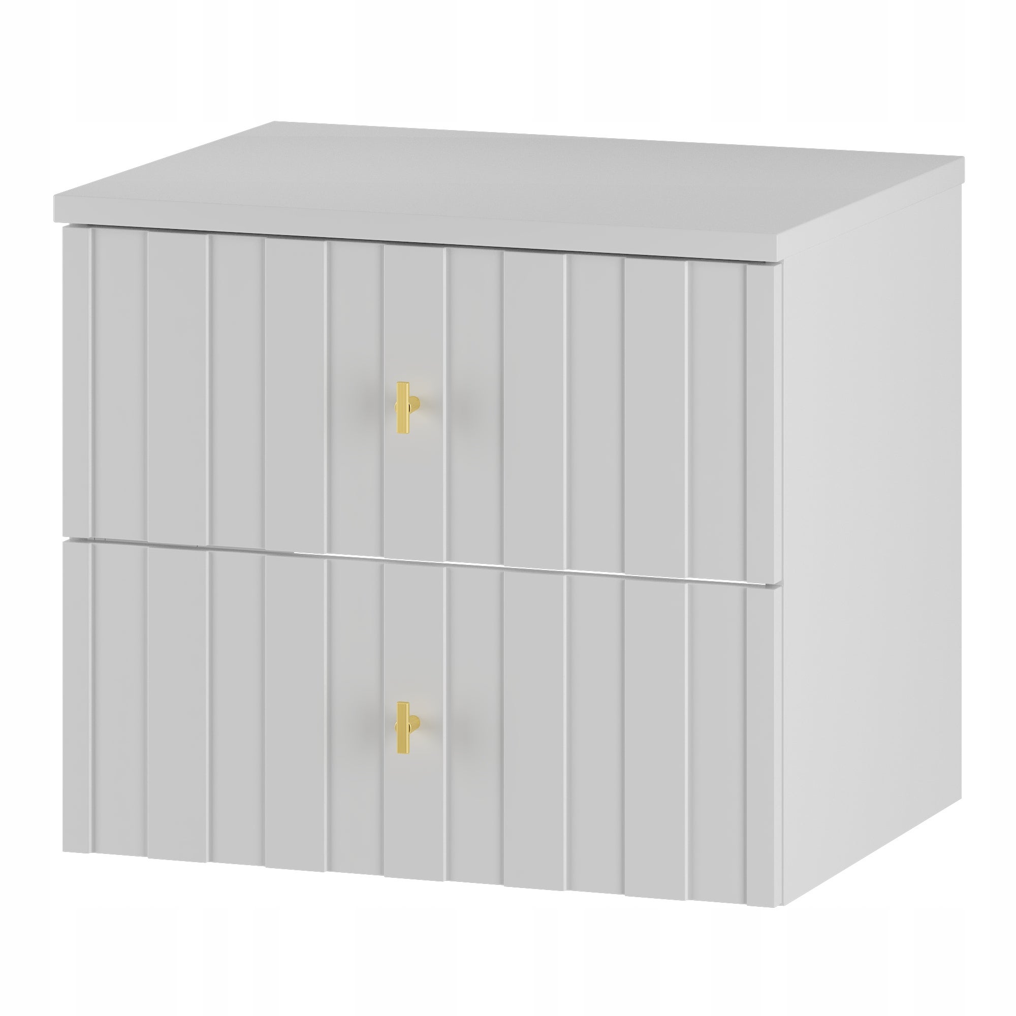 Szafka łazienkowa ELEGANTE 60 cm biała z blatem wisząca złote uchwyty mat