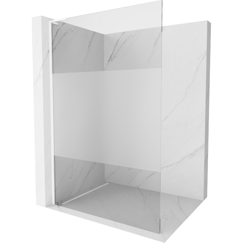 Mexen Kioto L ścianka prysznicowa Walk-in 100 x 200 cm, transparent/szron, biała - 800-100-103-20-35