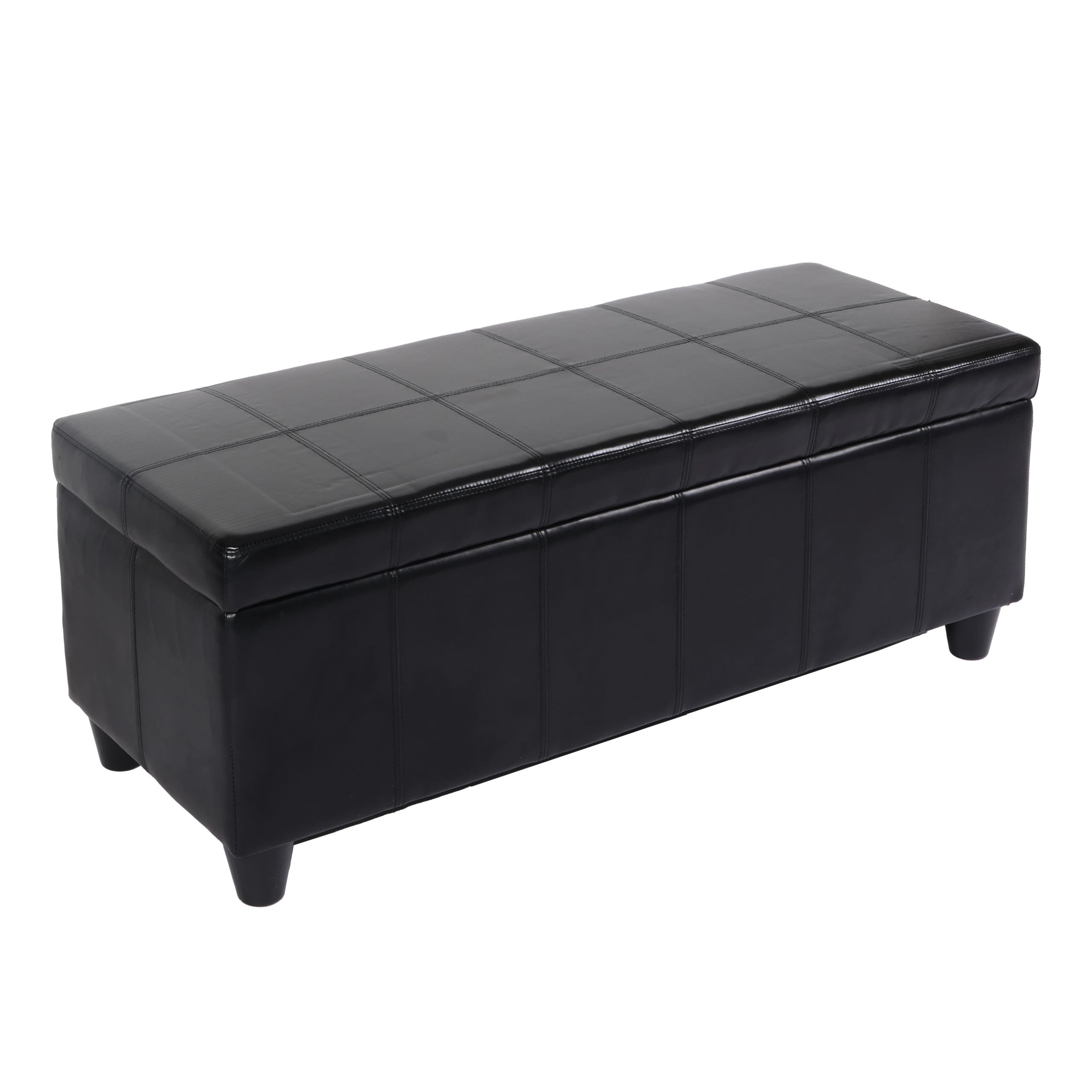 Ławka z miejscem do przechowywania Kriens Skóra + sztuczna skóra 112x45x45cm Certyfikat MVG ~ czarna