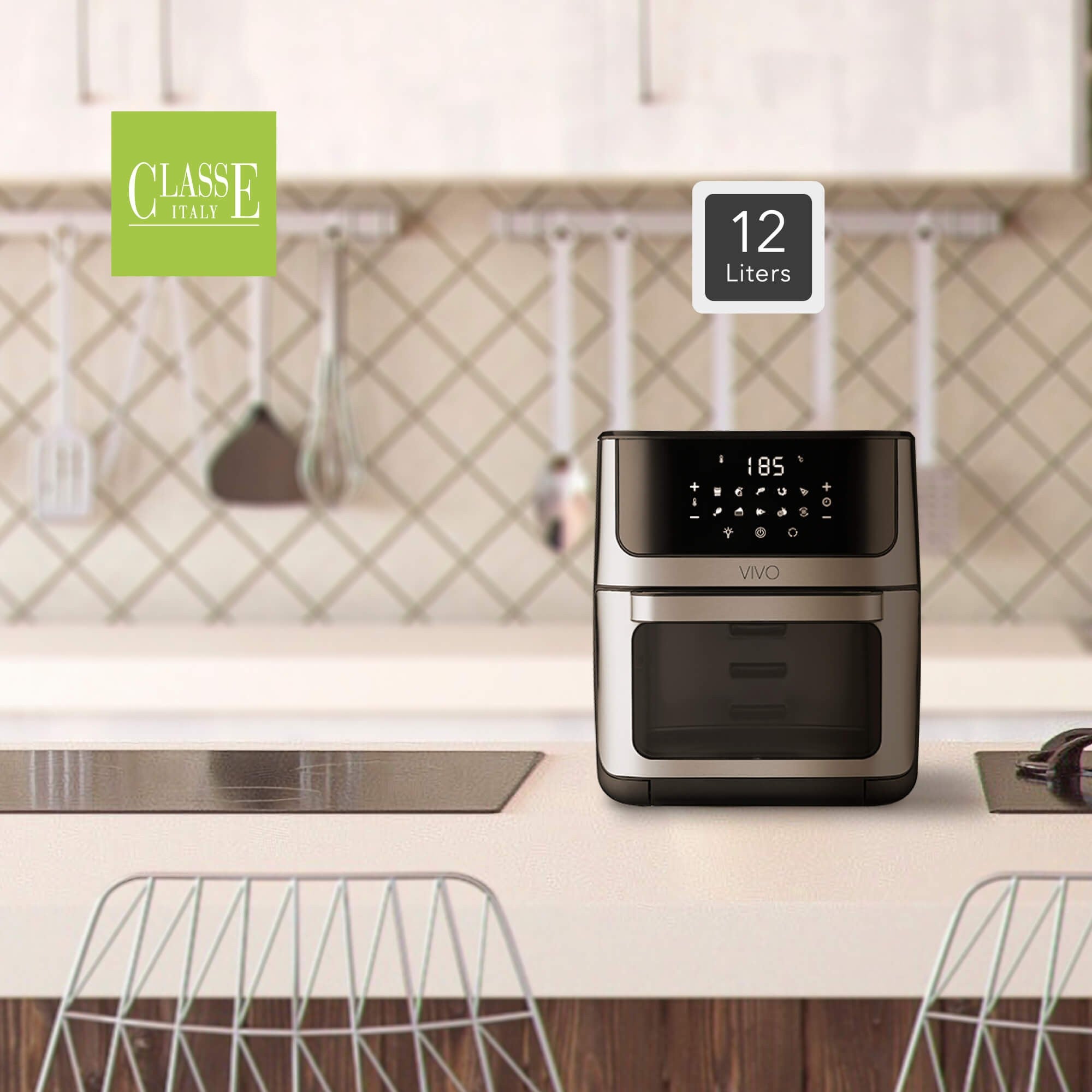 Livwell Friggitrice ad aria in vetro da 6 litri con cassetto estraibile