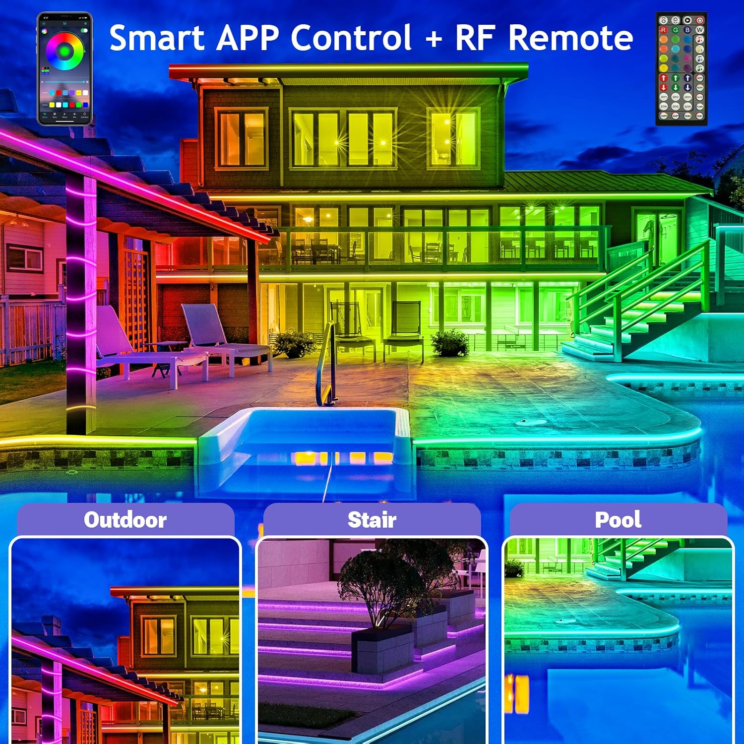 （30M） Ruban LED Extérieur, Etanche IP65, Bande Lumineuse LED Exterieur, Etanche avec Télécommande APP, Synchronisation Musique RGB. - 3