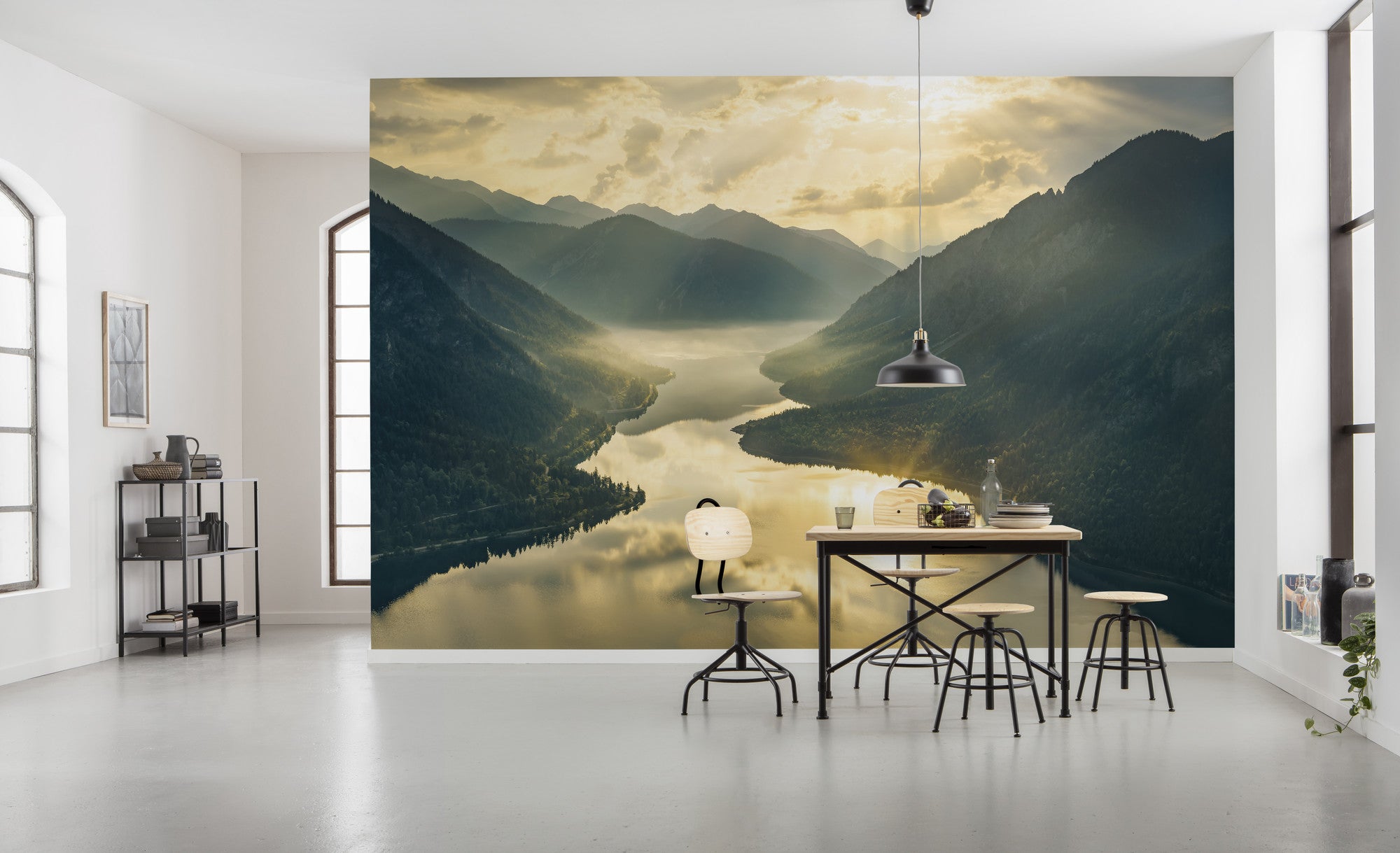 Fototapeta krajobraz zielonoszarymIkremowym beżu - 400 x 250 cm - SANDERS &amp; SANDERS