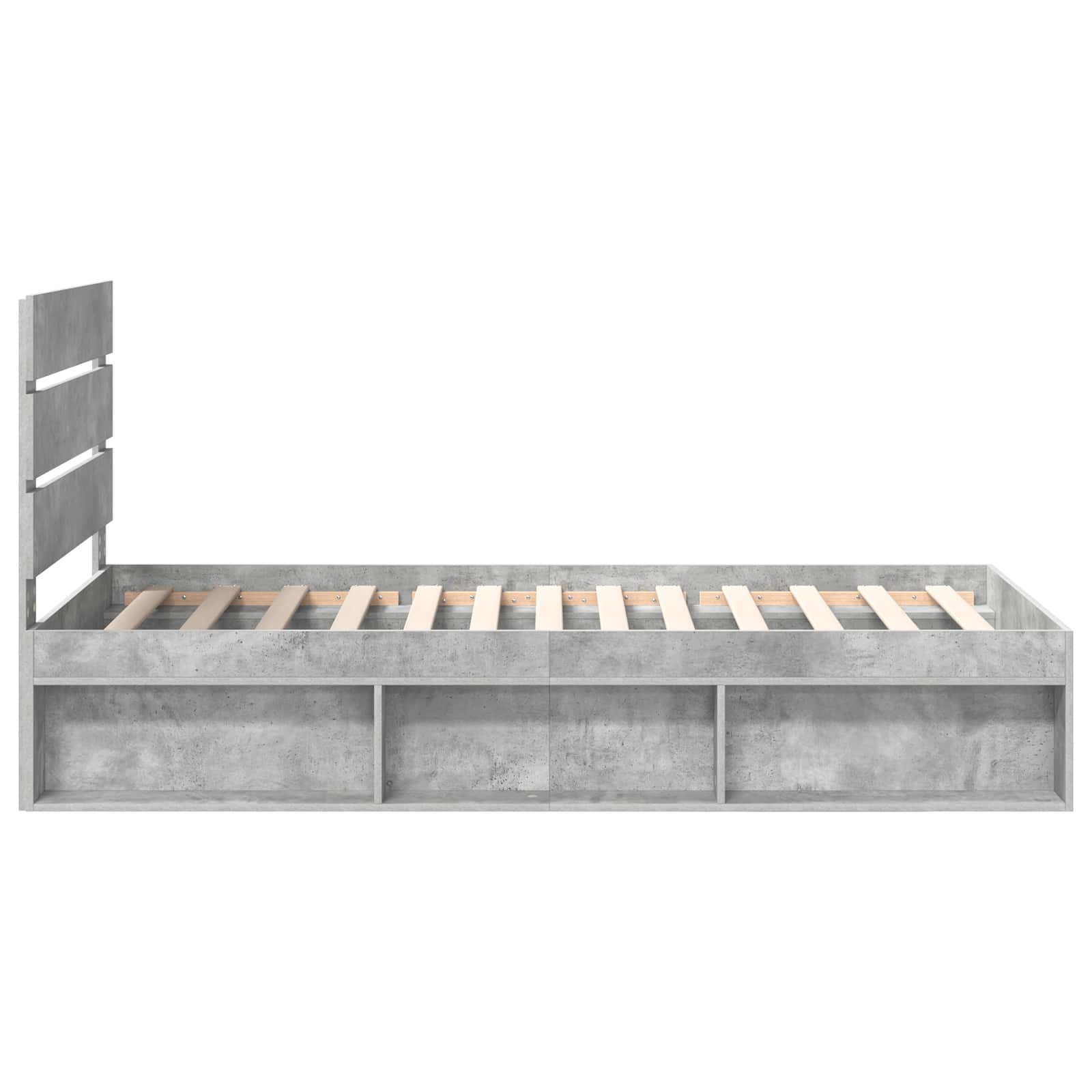 Cadre de lit avec tête de lit gris béton 75 x 190 cm pin massif - 8