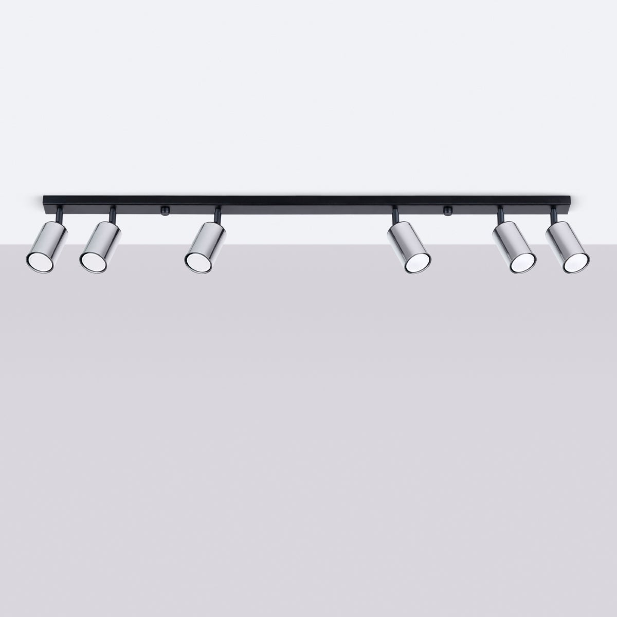 Plafon GLOIS 6L czarny/chrom LED 4000K - 118x6x18.5cm Sollux