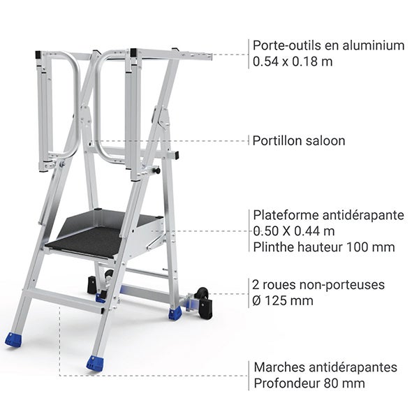PIRL pliant portillon saloon 2 marches - Hauteur max. travail 2.50m - PIRL2RM-PS - 3