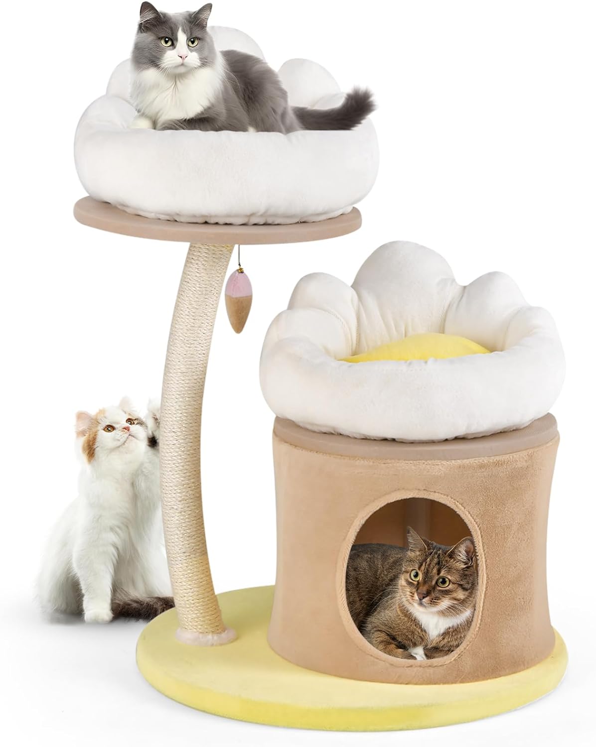 Petit Arbre à Chat Mignon 83 cm, Tour à Chat avec Condo et 2 Nids ...