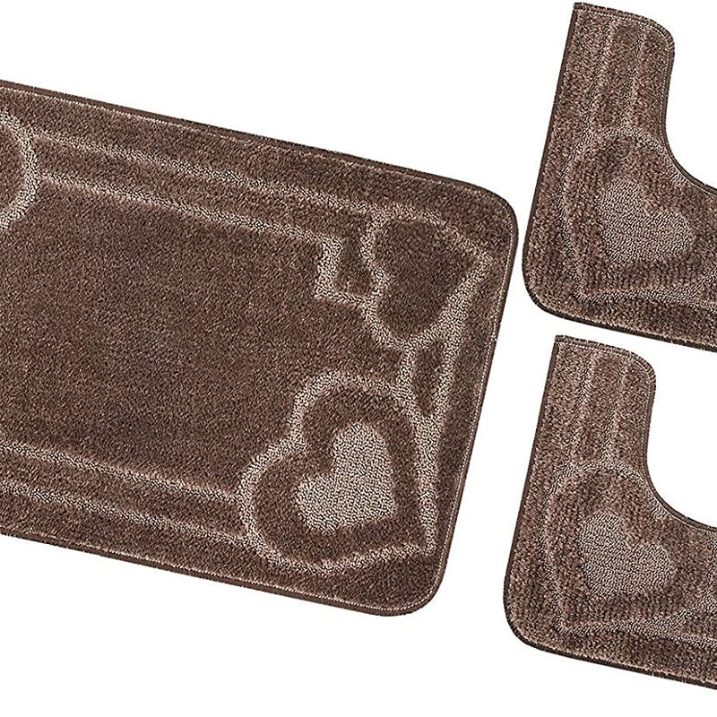 Zestaw 3 dywaników łazienkowych Antypoślizgowy Absorbent Kiery Jednolity Kolor Brązowy