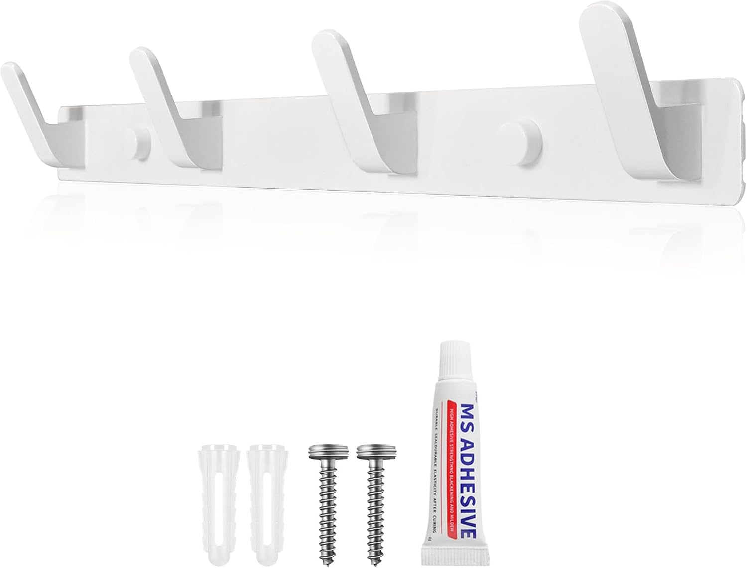 Appendiabiti da parete, appendiabiti bianco con 4 ganci, due metodi di installazione per ingresso, camera da letto, bagno, cucina | Leroy Merlin