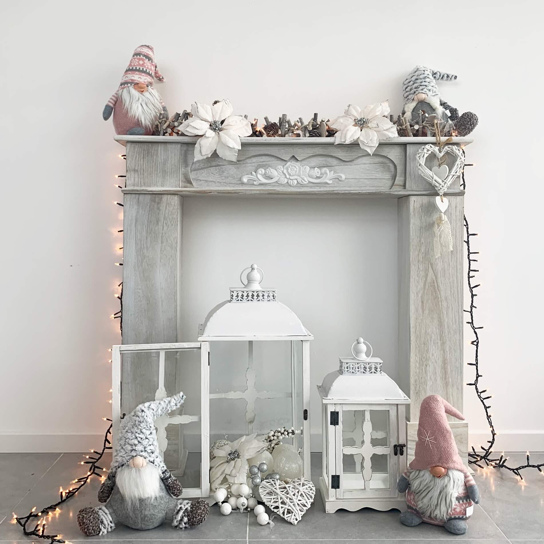 Gnome Scandinave Rebecca Mobili Nain Tissu Gris Décor De Noël 35x16x24 - 2