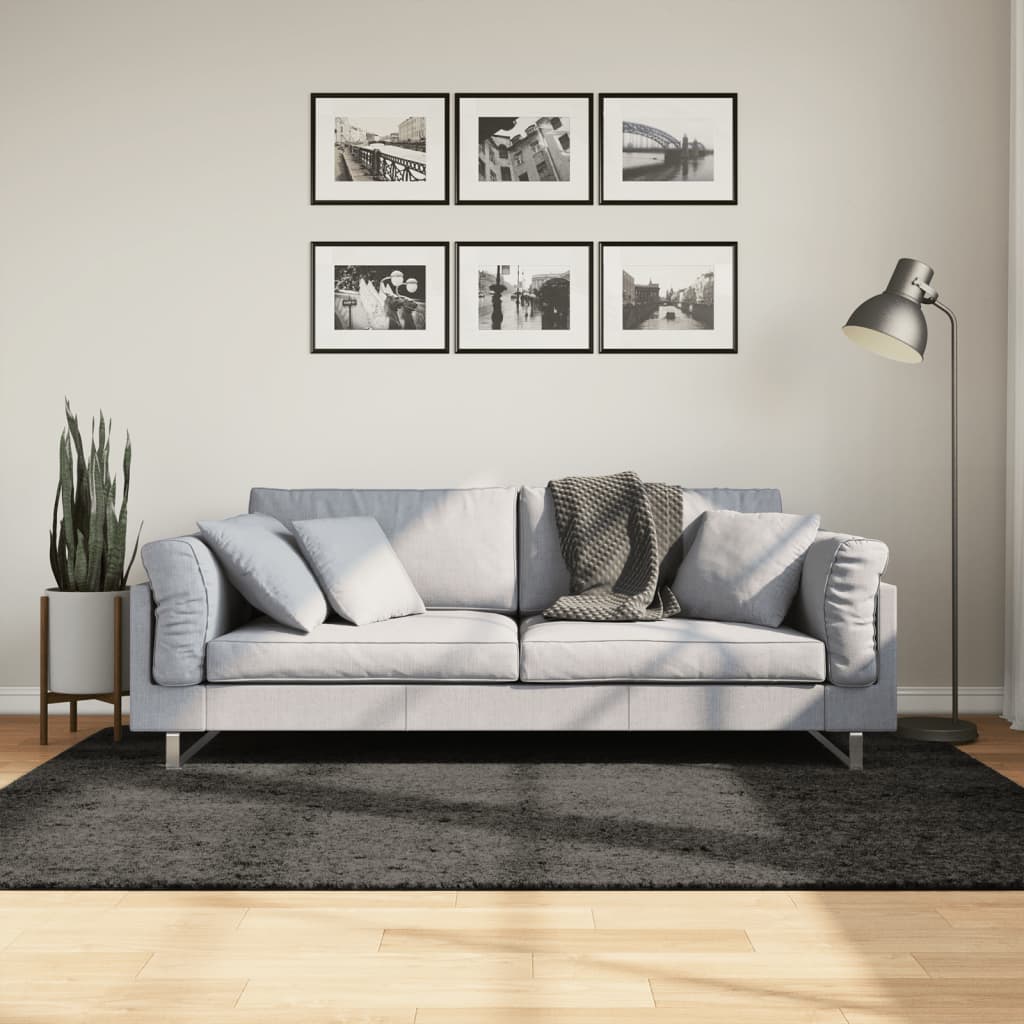 Dywan ISTAN z długim runem, połyskujący, antracytowy 140x200 cm vidaXL