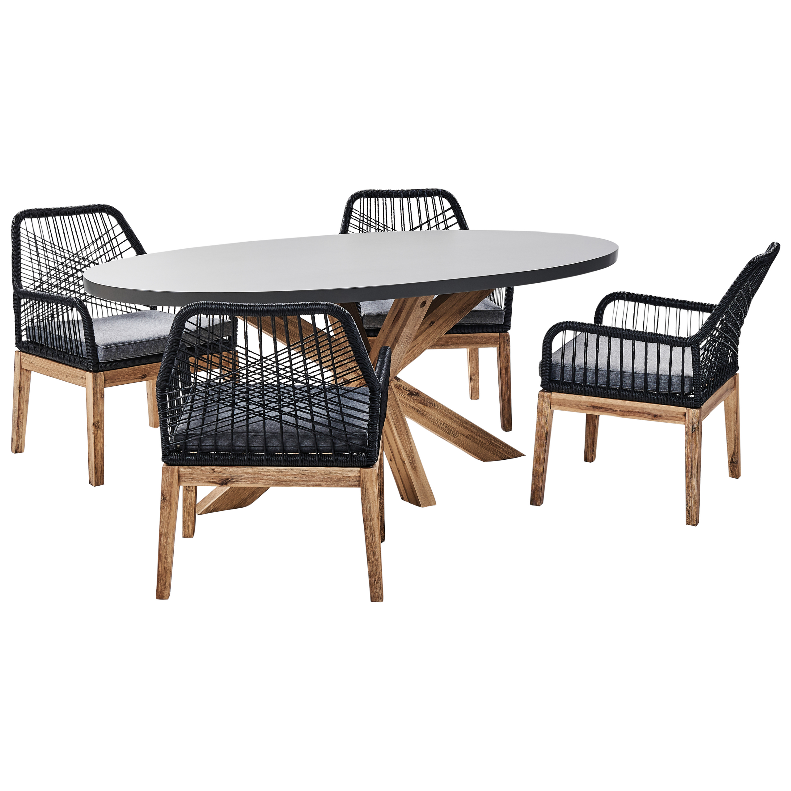 Lot De 4 Chaises De Jardin Lucena Gris - HOME DECO FACTORY - Mobilier Extérieur Robuste Et Élégant