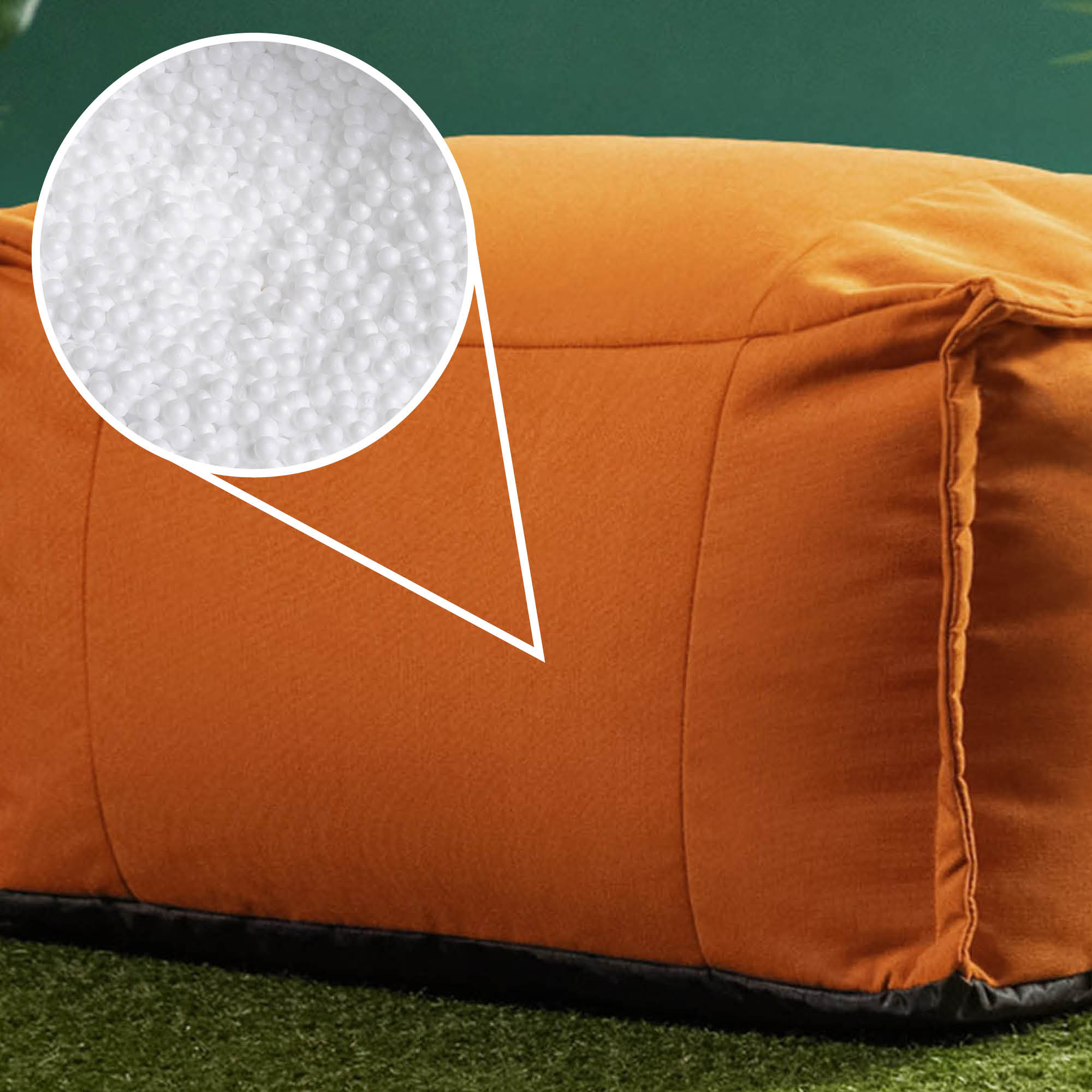 Pouf repose-pieds Icon d'extérieur en oléfine Oeko-Tex® imperméable orange brûlé, 34x45cm, Made in Allemagne - 8