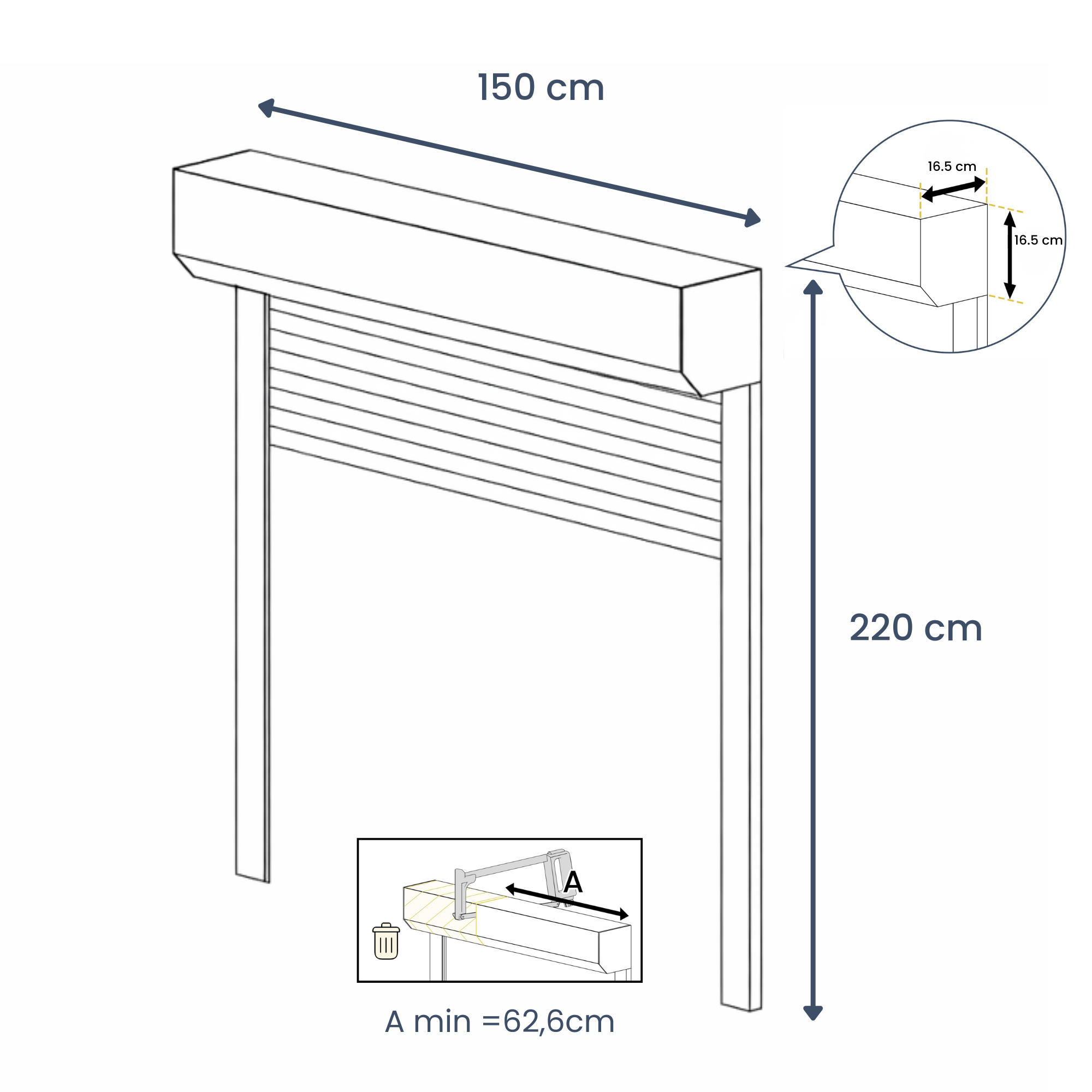 Volet roulant électrique alu. isolé motorisé filaire - Recoupable - H.220 x l.150 cm - Anthracite - 4