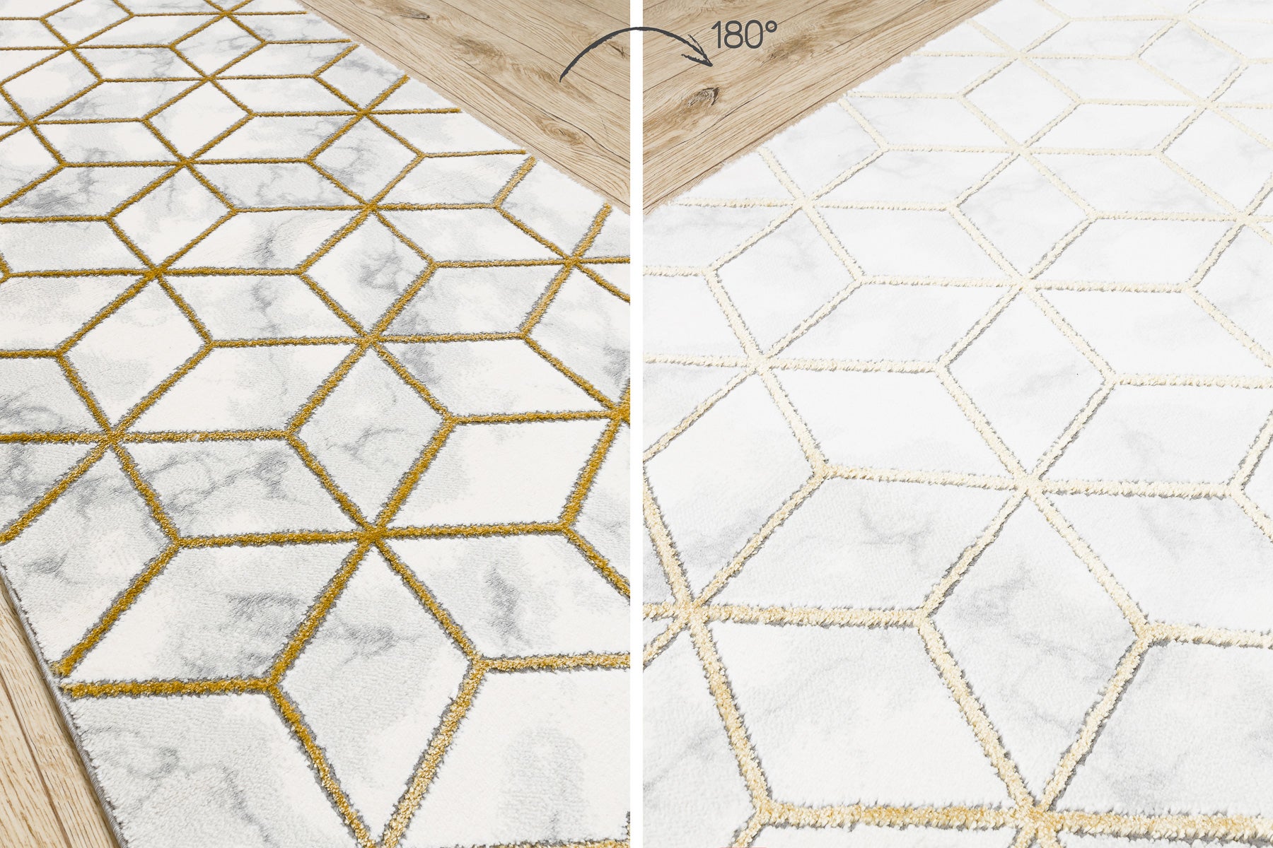 Passatoia EMERALD esclusivo 1014 glamour, elegante cubo crema / oro 70 cm 70x680 cm - 2