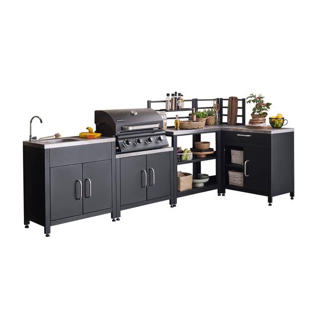Meuble De Cuisine Extérieur Inox 3 Tiroirs 45.7x58.4x58.4 Cm - Pour Rangement Barbecue, Neuf