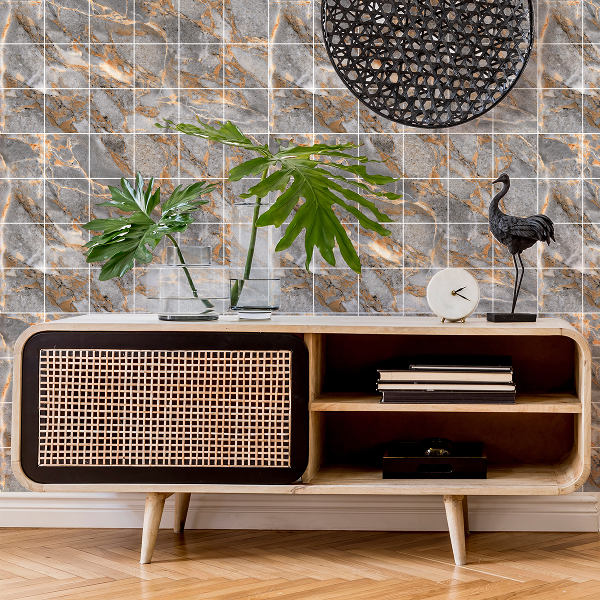 24 vinilos mármol mármol marrón salto - adhesivo de pared - revestimiento sticker mural decorativo - 24stickers10x10cm