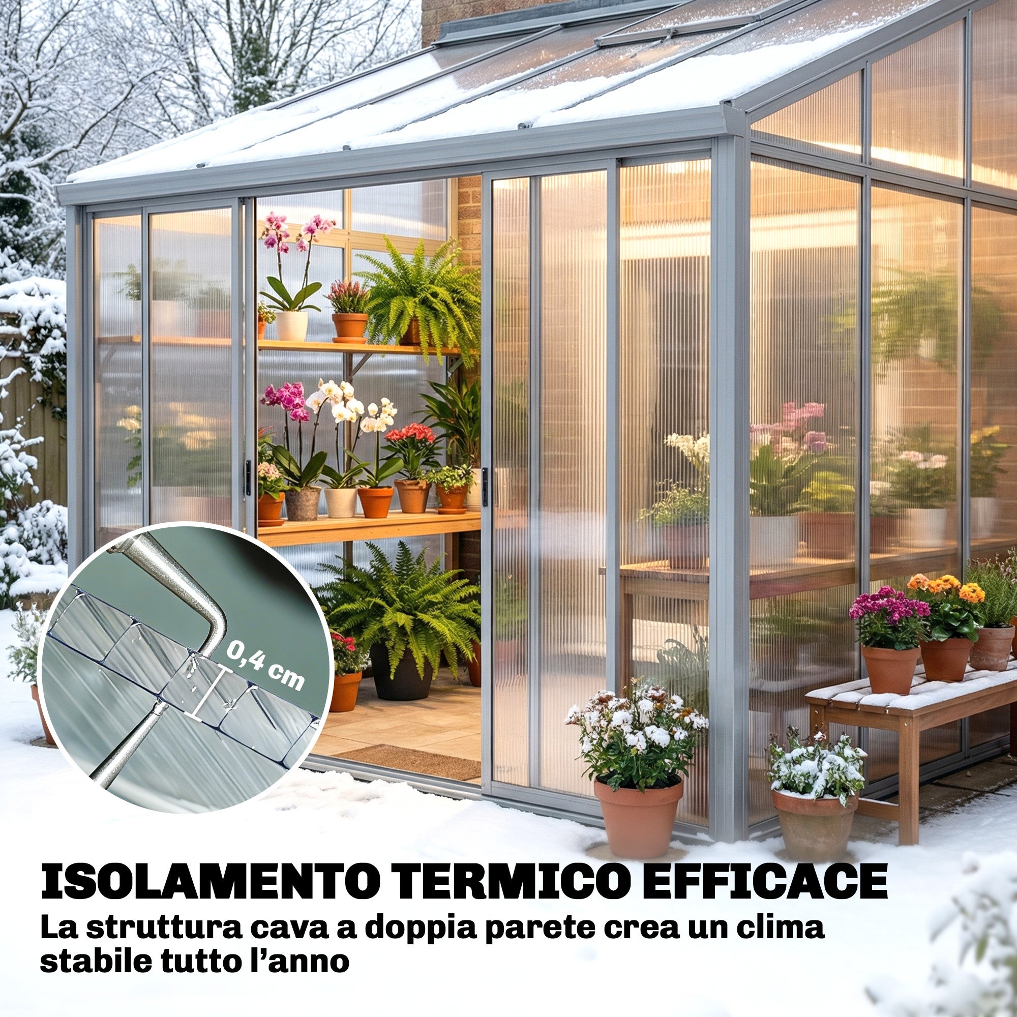 Lot de 10 plaques alvéolaires en polycarbonate, 120 x 60 cm, anti-UV, découpables, pour serres, auvents et toitures. - 6