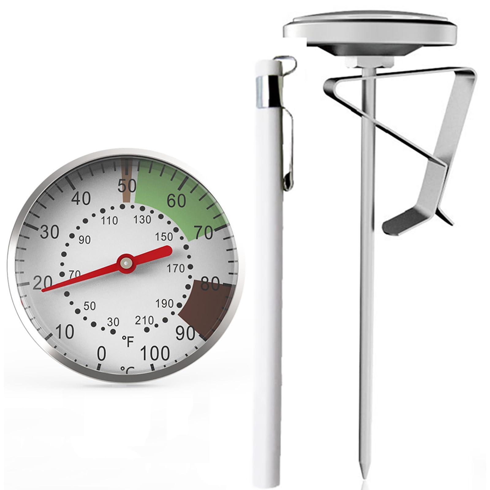 Thermomètre à Lait Et Mousse Café – Acier Inoxydable Avec Clip, -10°C à +110°C, Précision Barista