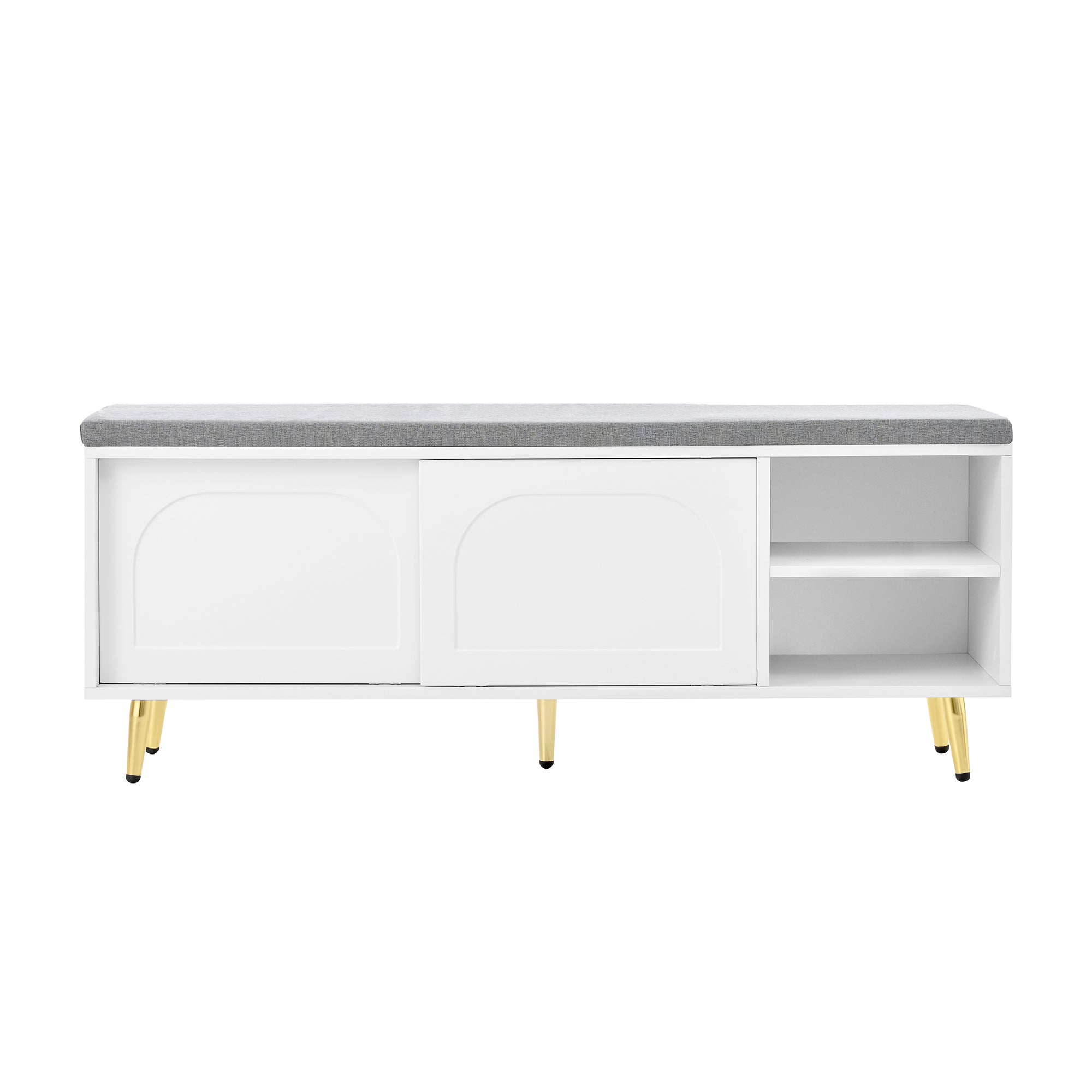 Banc à Chaussures , Banc avec Assise Rembourrée et Rangement Intégré, Meuble Multifonction pour Entrée ou Chambre, Blanc 121x35x49 cm - 8