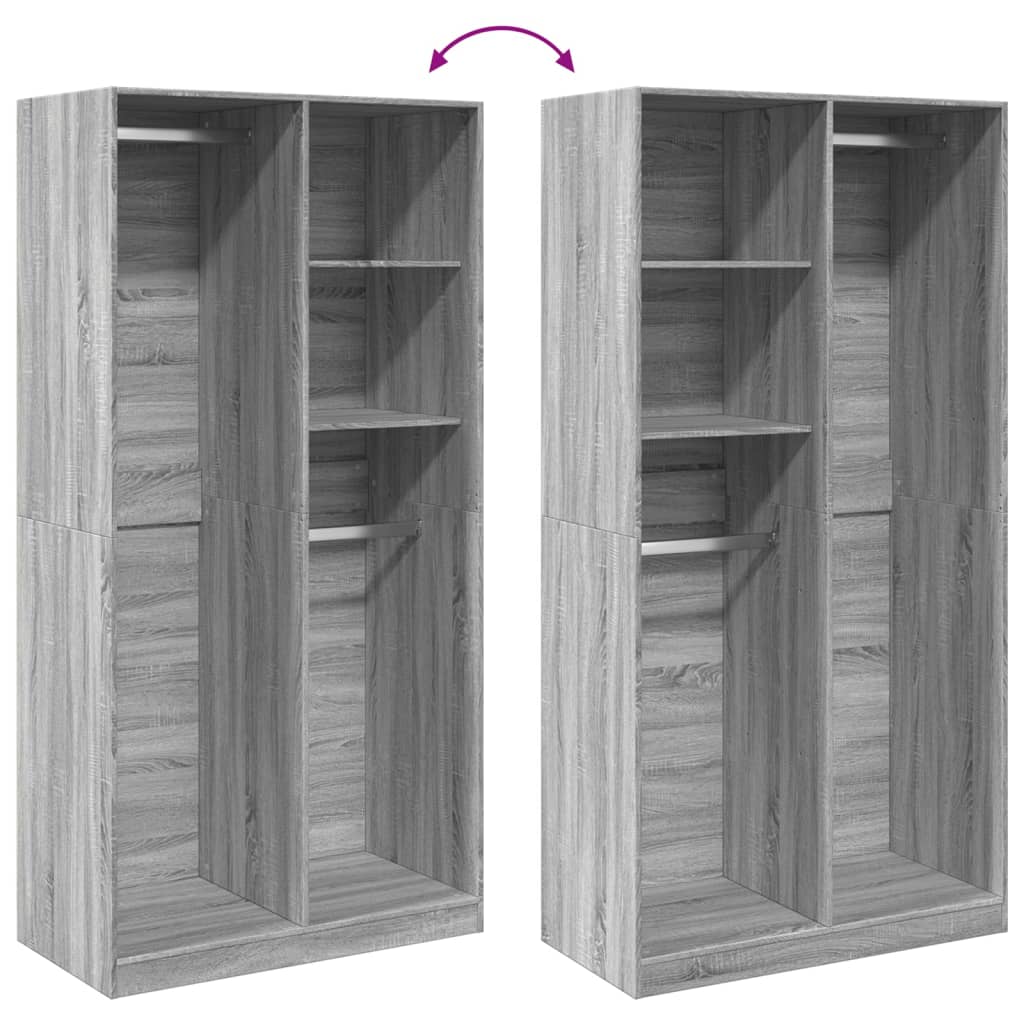 Garde robe sonoma gris 100x50x200 cm bois d ingénierie - 6