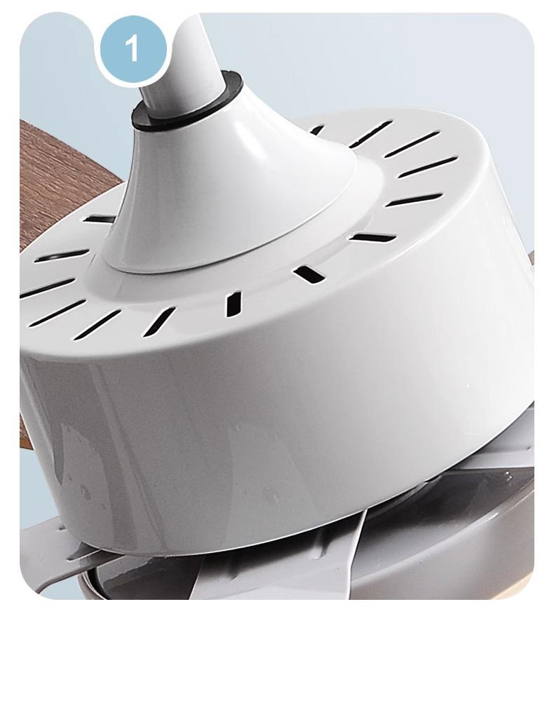 Ventilateur de Plafond en Bois avec Lumière et Télécommande, Moteur DC, 6 Vitesses, Économie d'Énergie, Fonction Inverse et Minuteur - Blanc, 52inch - 4