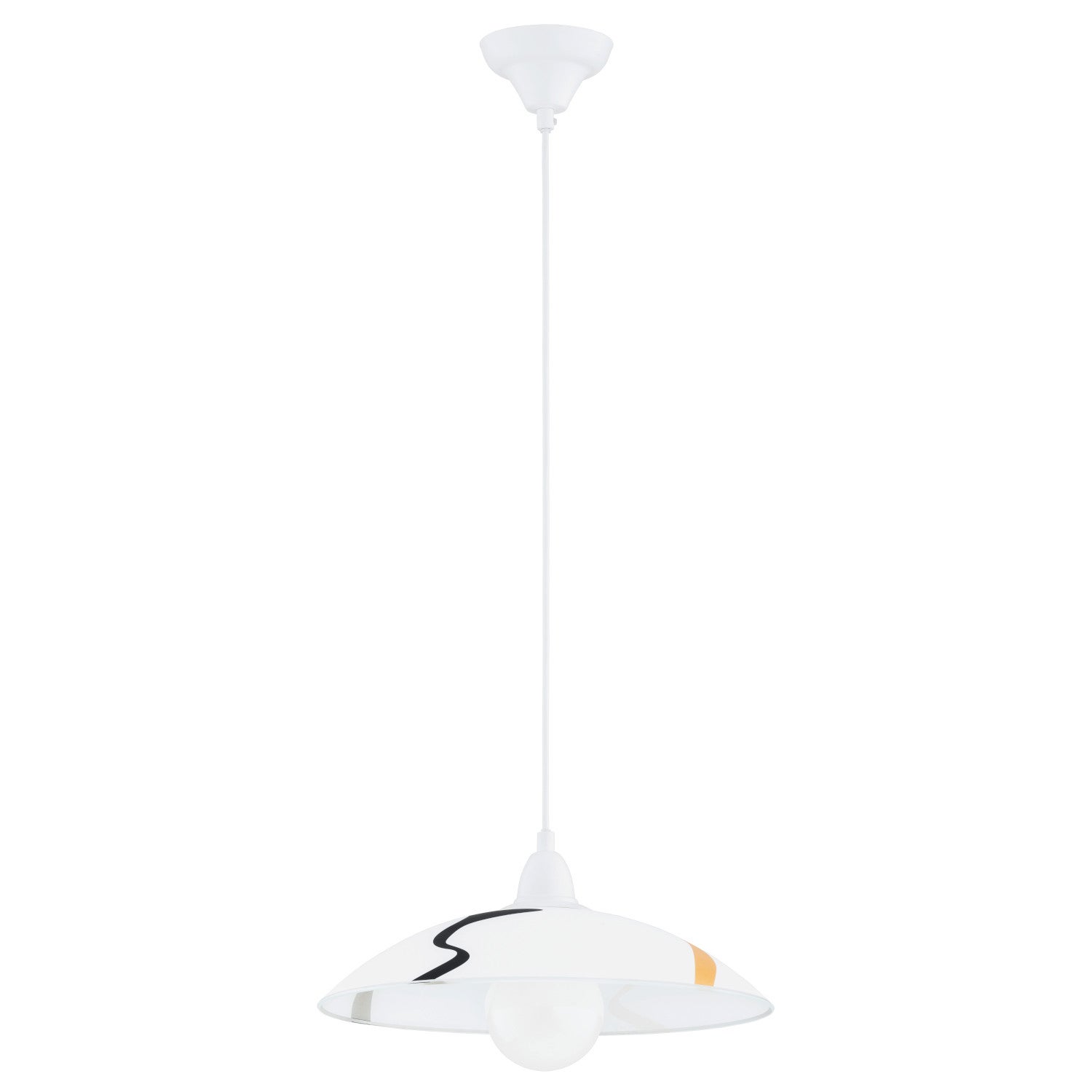 Lampa wisząca Flores biało-czarna-beżowa 1xE27x15W do kuchni wym: 90 x 37 x 37 cm tworzywo sztuczne Alfa