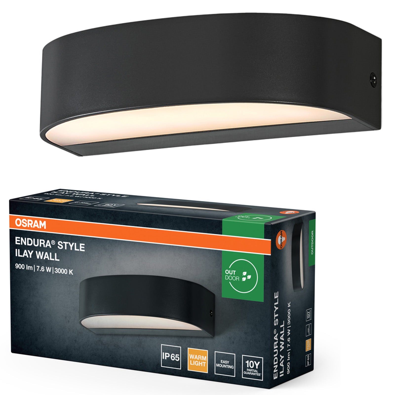 Kinkiet Ogrodowy Osram Lampa Elewacyjna Zewnętrzna LED 7.6W 450lm 3000K Ciepła biel Szary IP65 1 szt.