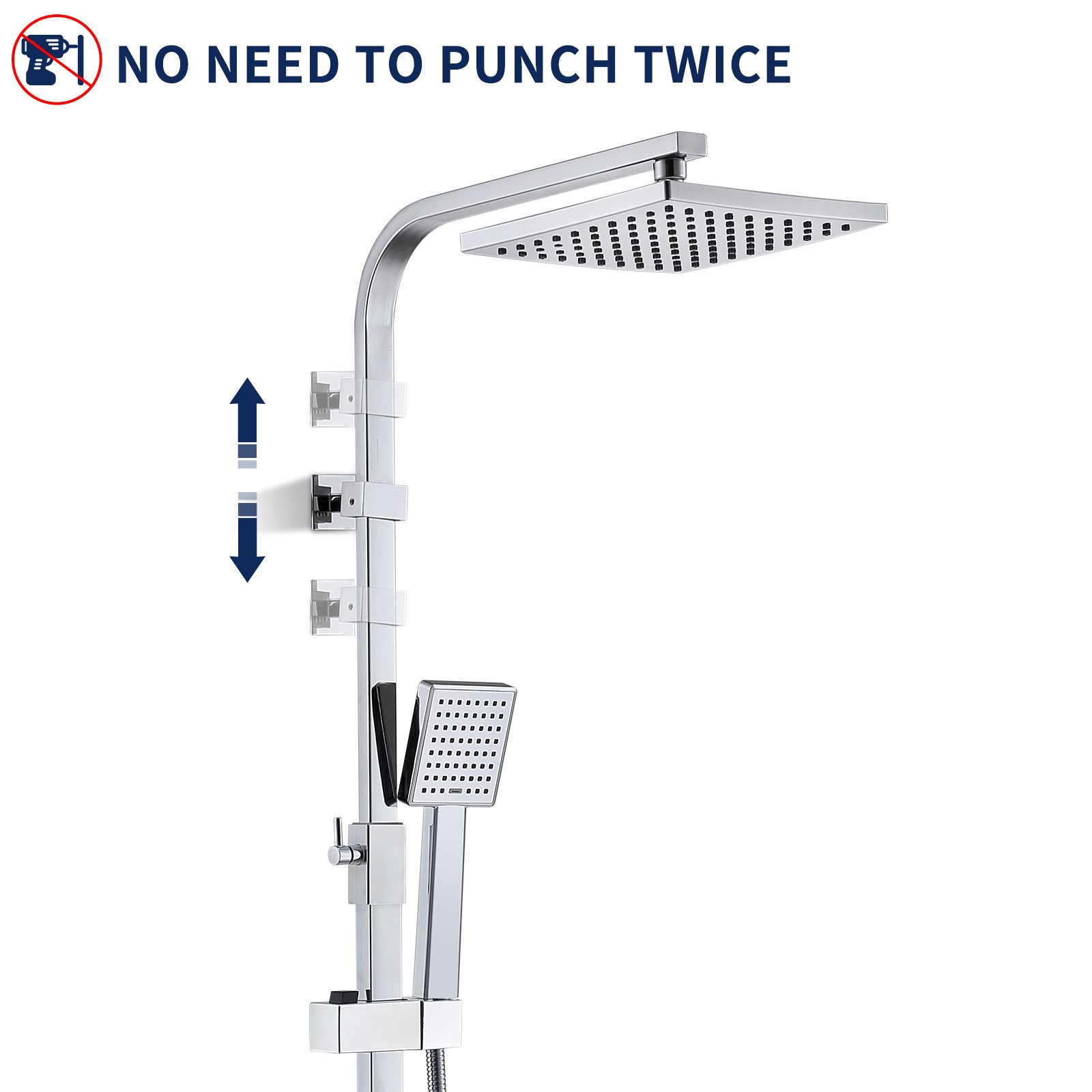 Colonne de Douche Thermostatique Chromé, Ensemble de Douche Corps en Laiton, Hauteur Réglable 855-1105mm, Système de Douche avec mitigeur - 4