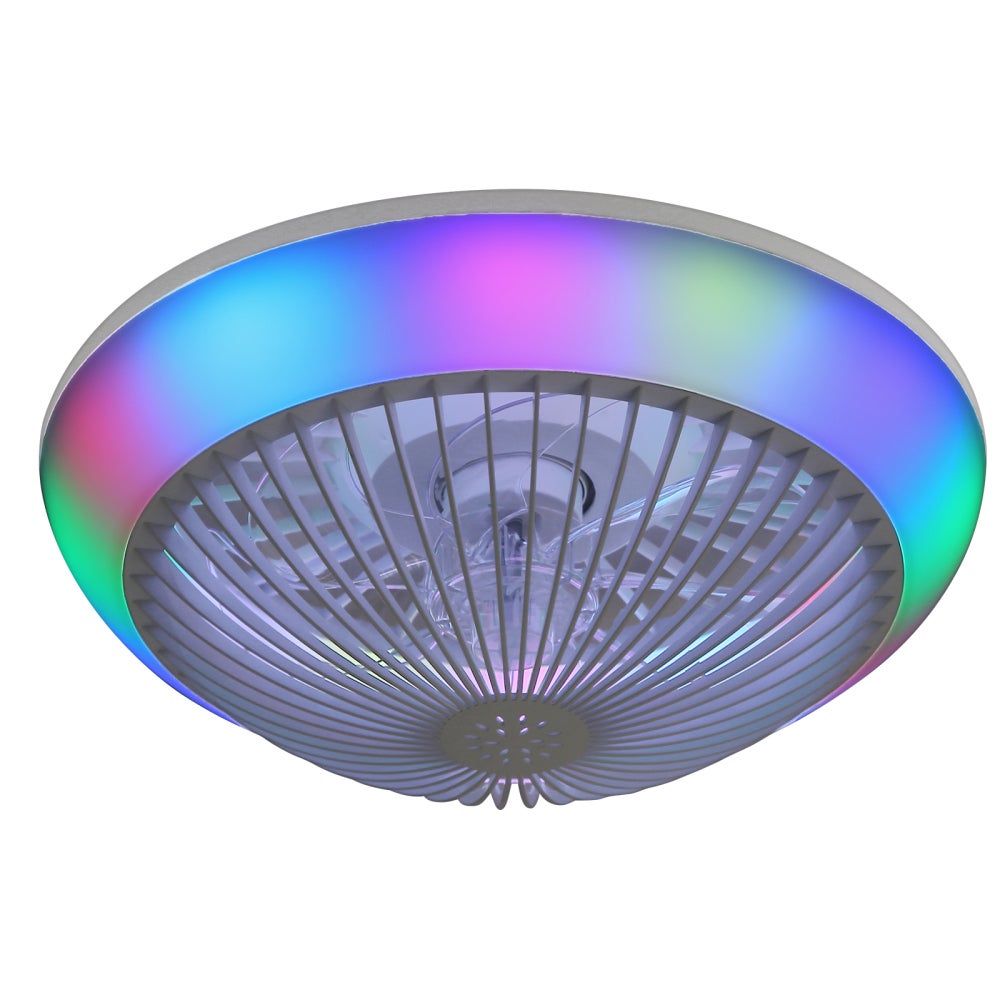 Ventilateur Plafond 38cm RGB LED Silencieux ABS Transparent App Commandes Minuterie Dimmable - 6
