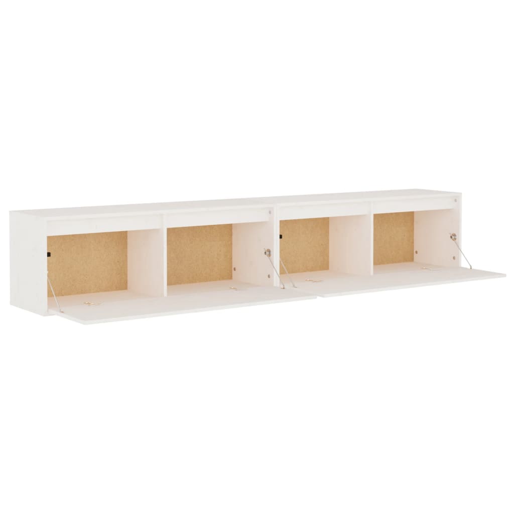 Maison Exclusive - Armario de pared 2 uds madera maciza de pino blanco 100x30x35cm - 8
