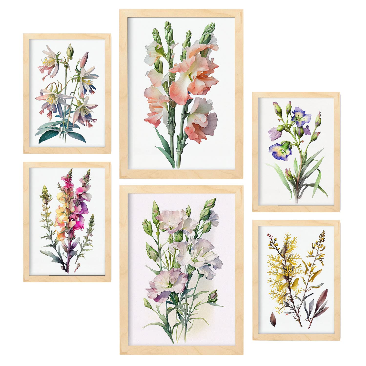 Set Affiches Fleurs Jaunes Nacnic - Illustrations Botaniques Vintage A3 & A4 - Décoration Murale Nature Et Art