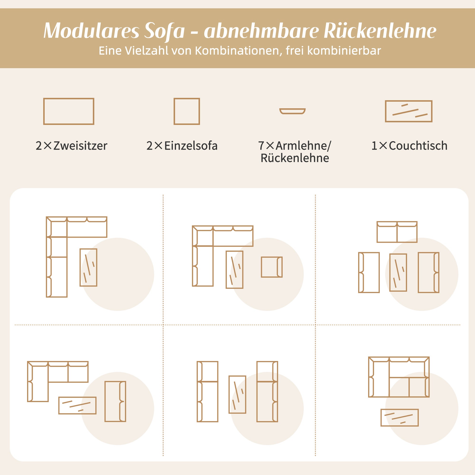 Ensemble de mobilier de jardin, ensemble de chaises longues de jardin, canapé d'angle, lit de jardin inclinable, table basse convertible en méridienne - 5