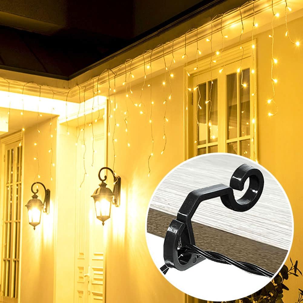 Lot de 120 mini crochets de suspension pour guirlandes lumineuses de Noël, résistants aux intempéries, pour décoration d' et de Noël noir - 3
