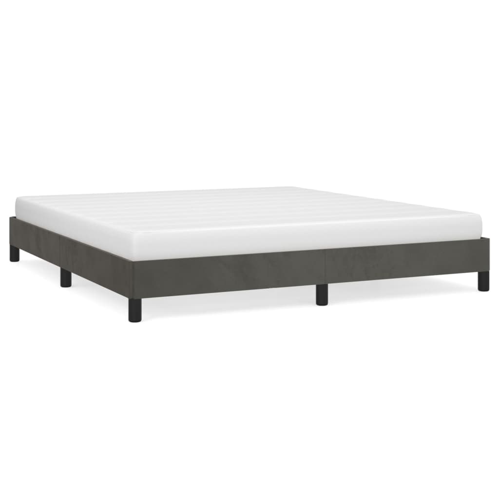 Cadre de lit sans matelas gris foncé 160 x 200 cm en velours - 2
