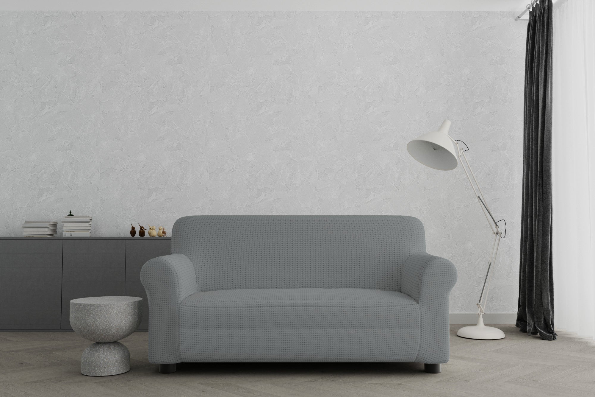 Housse de canapé Iris, Gris Clair, 2 Places - 2