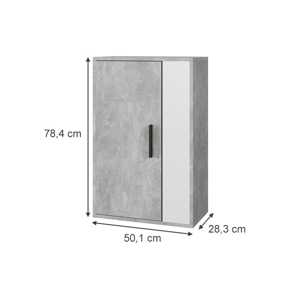 Vicco Armoire suspendue Berno, Béton/blanc, 50.1x78.4cm avec 2 compartiments - 2