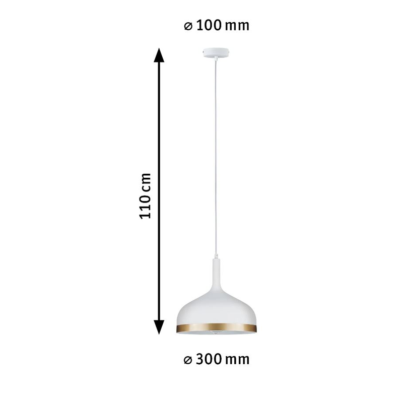 Luminaire en suspension Embla E27 max. 20W Blanc dépoli, Doré gradable Métal - 6