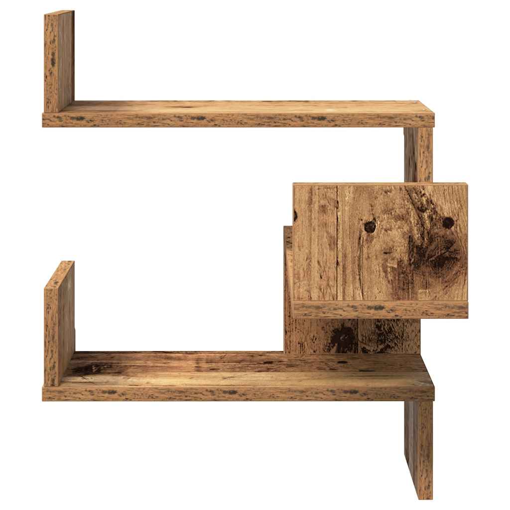 Étagère d'angle murale | Étagère flottante | Étagère suspendue vieux bois 40x40x49,5 cm bois ingénierie CFW161908 - 5