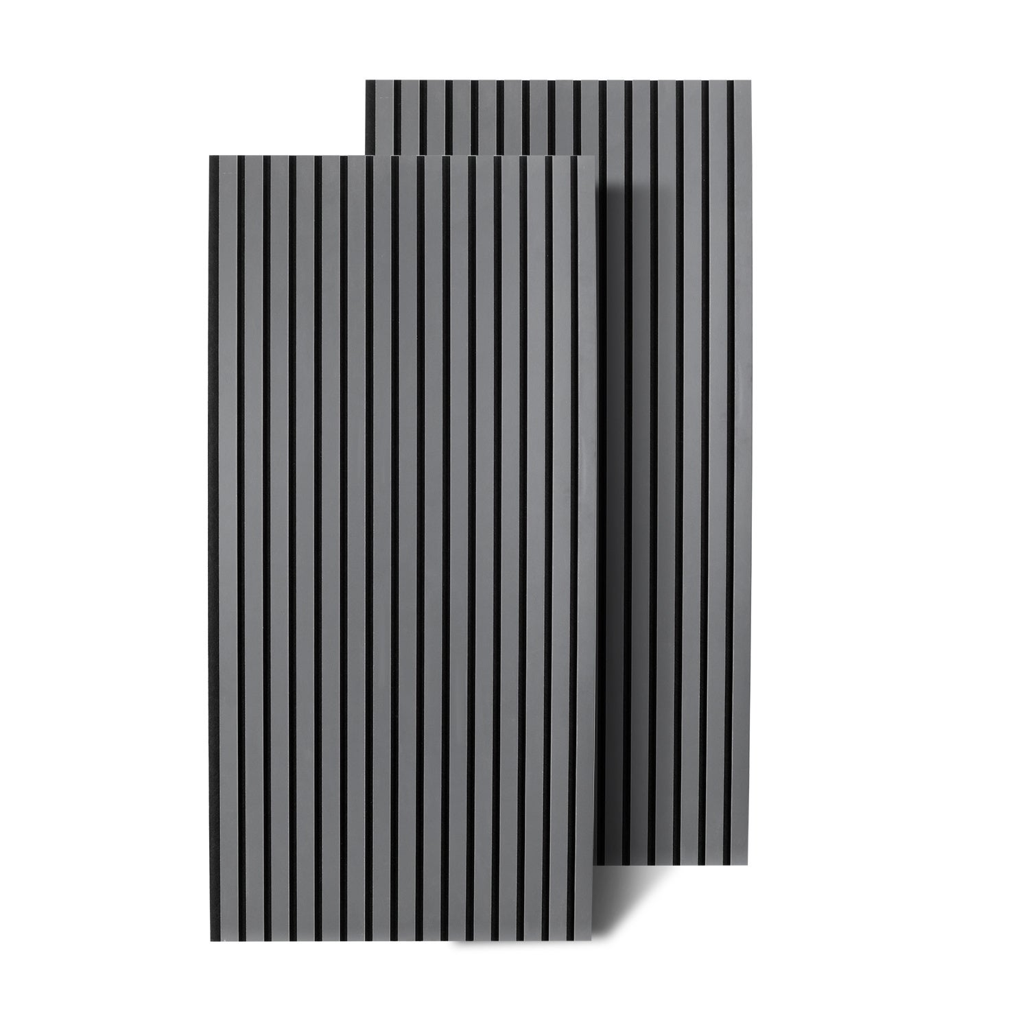 Panele akustyczne ścienne 2x płyta MDF w okleinie z prawdziwego drewna, listwy akustyczne 120x60x2,1 cm, szare