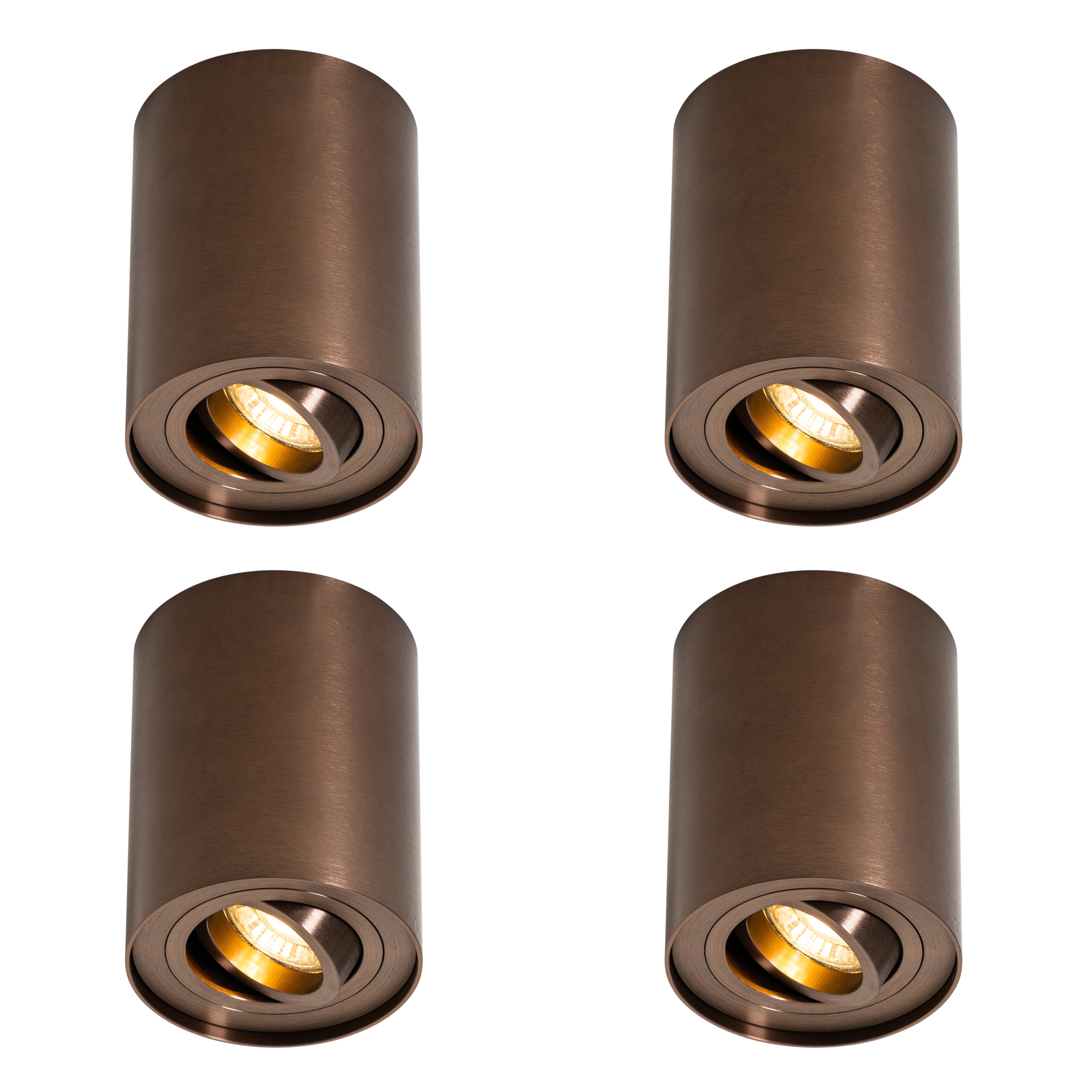 Zestaw 4 nowoczesnych reflektorów sufitowych ciemny brąz obrotowe i przechylane - Rondoo Up