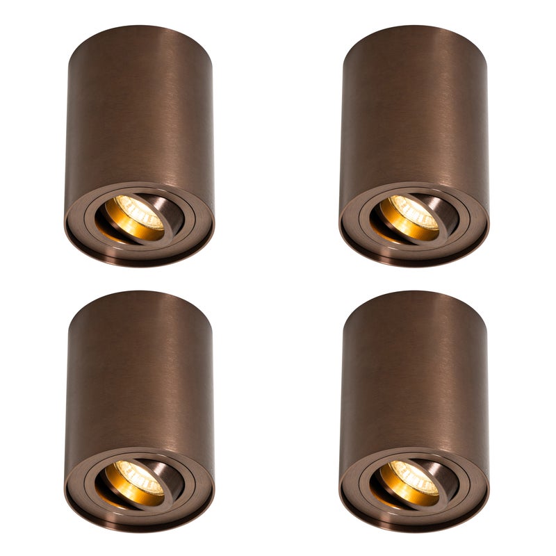 Zestaw 4 nowoczesnych reflektorów sufitowych ciemny brąz obrotowe i przechylane - Rondoo Up