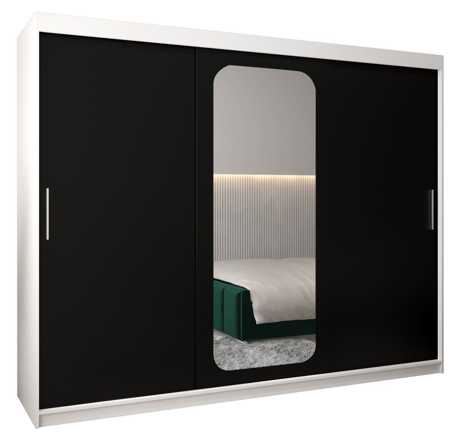Szafa przesuwna garderoba PROMO T2 250 x 62 x 200 cm Biały + Czarny - Abiks Meble