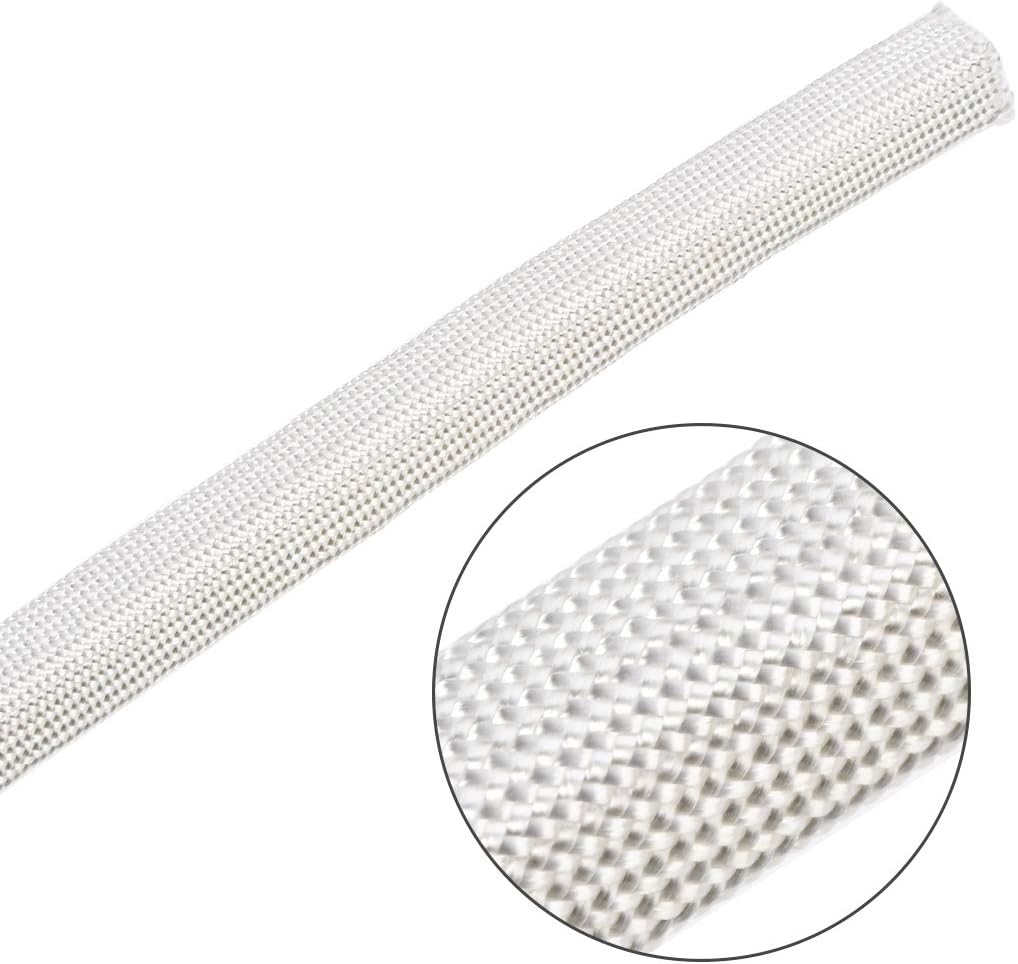 Protetor de Cabo com Manga de Isolamento Trançada em Fibra de Vidro de Alta Temperatura de 3 Metros e 10mm, Branco - 3