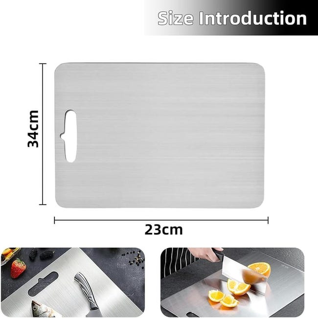 Tagliere Double-face In Acciaio Inox 304 E Paglia Di Grano 39x30 Cm – Con Manico, Antiscivolo, Scanalatura E Area Per Aglio