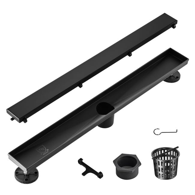 Scarico doccia lineare con filtro per capelli, scarico doccia rettangolare in acciaio inox SUS304 spazzolato con coperchio rimovibile, scarico a pavimento per cucina, bagno, garage e cantina, 500 mm Scarico doccia lineare con filtro per capelli, scarico doccia rettangolare in acciaio inox SUS304 spazzolato con coperchio rimovibile, scarico a pavimento per cucina, bagno, garage e cantina, 500 mm