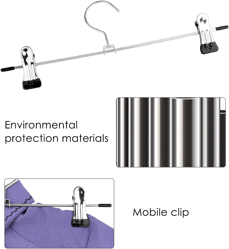 Lot de 10 Cintres Porte-Pantalons Métal Clips, Crochet pivotant à 360°,pour Jupes et Chaussettes, Hauts à Bretelles - 2