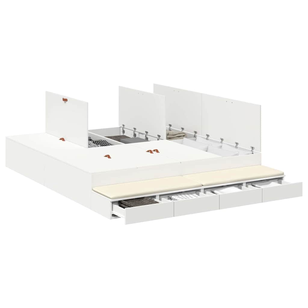 Cadre de lit avec rangement Blanc 200 cm Bois d'ingénierie - 3
