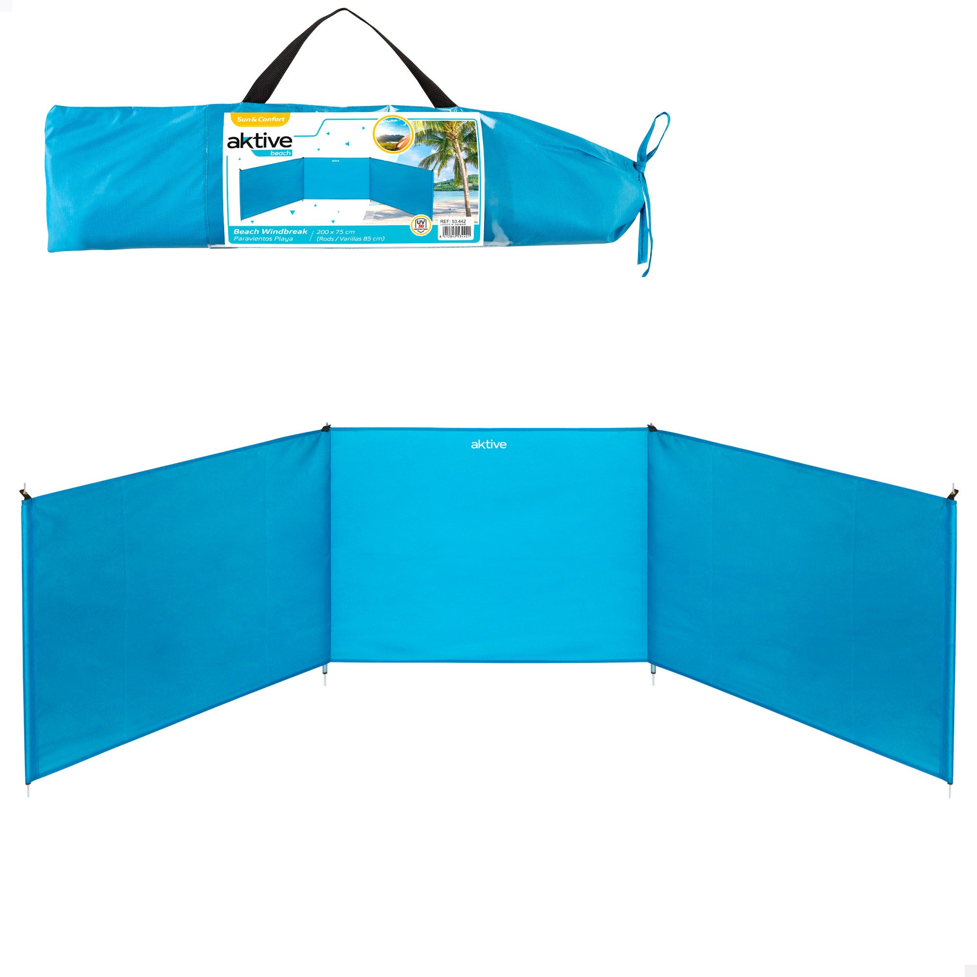 Paravientos playa plegable 200x75 cm de aluminio aktive beach